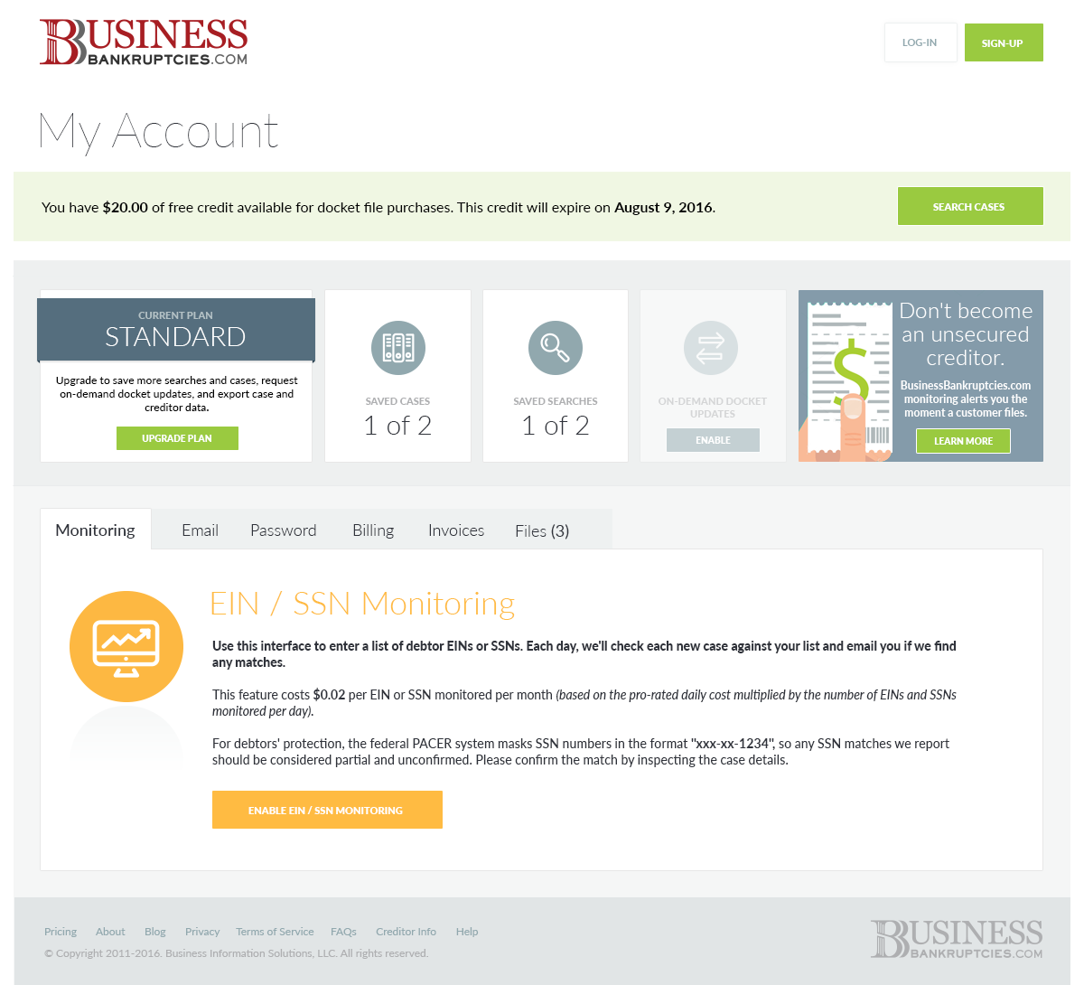 BusinessBankruptcies.com - My Account BusinessBankruptcies.com - My Account