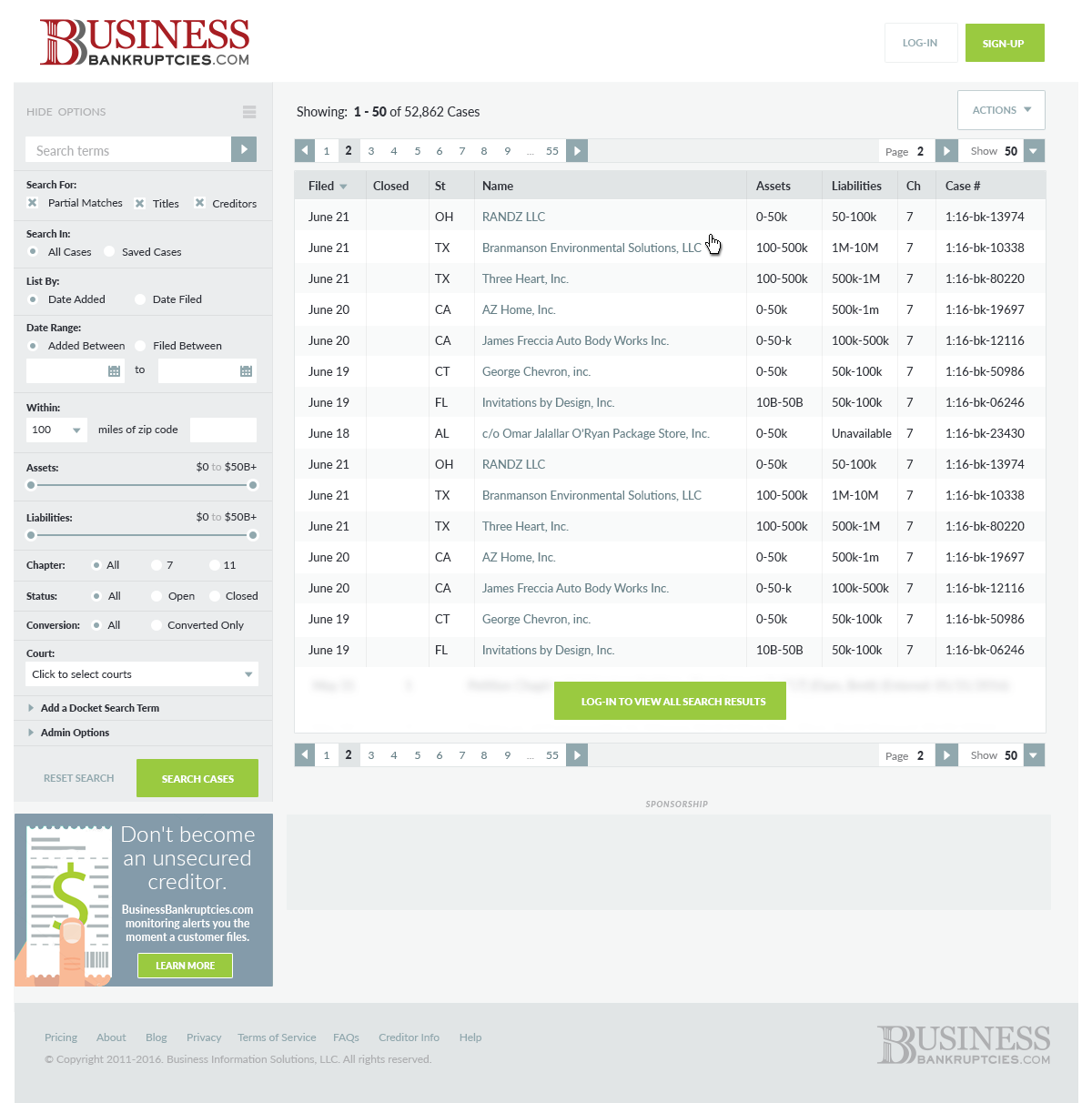 BusinessBankruptcies.com - Search Results BusinessBankruptcies.com - Search Results