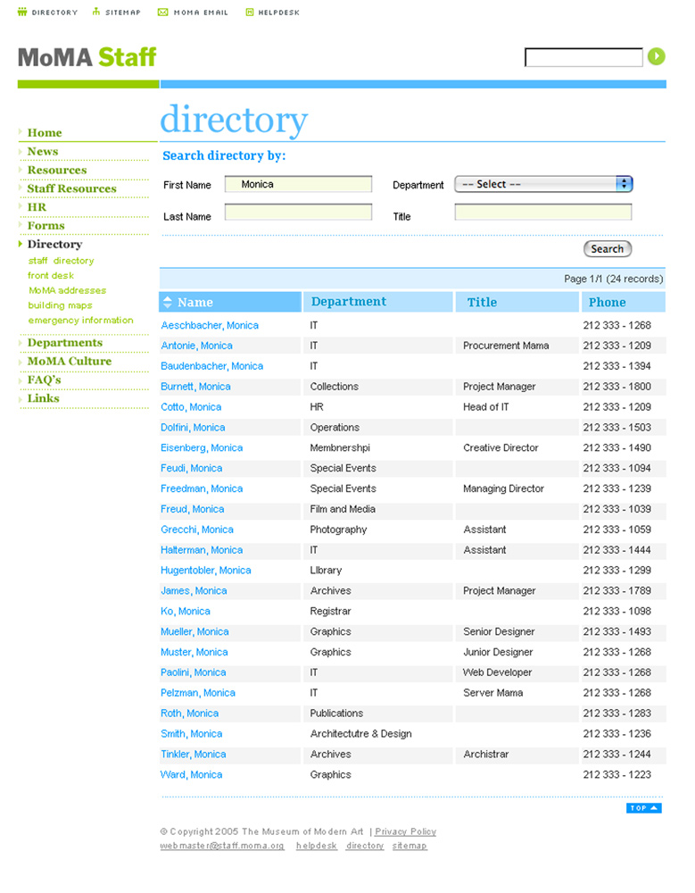 MoMA Staff - Directory MoMA Staff - Directory
