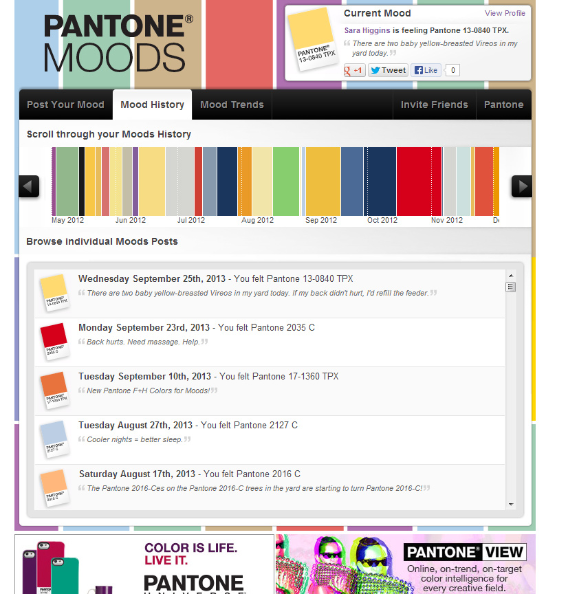 Pantone Moods - Mood History Pantone Moods - Mood History