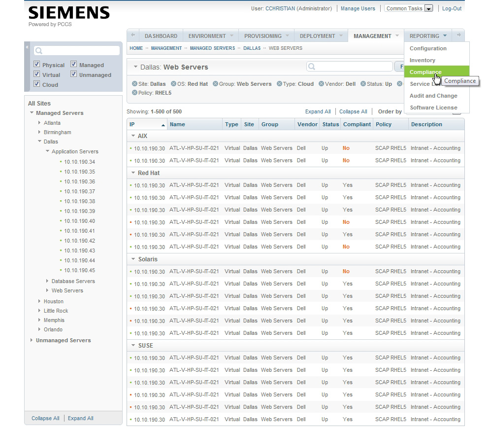PCCS Manage Servers PCCS Manage Servers